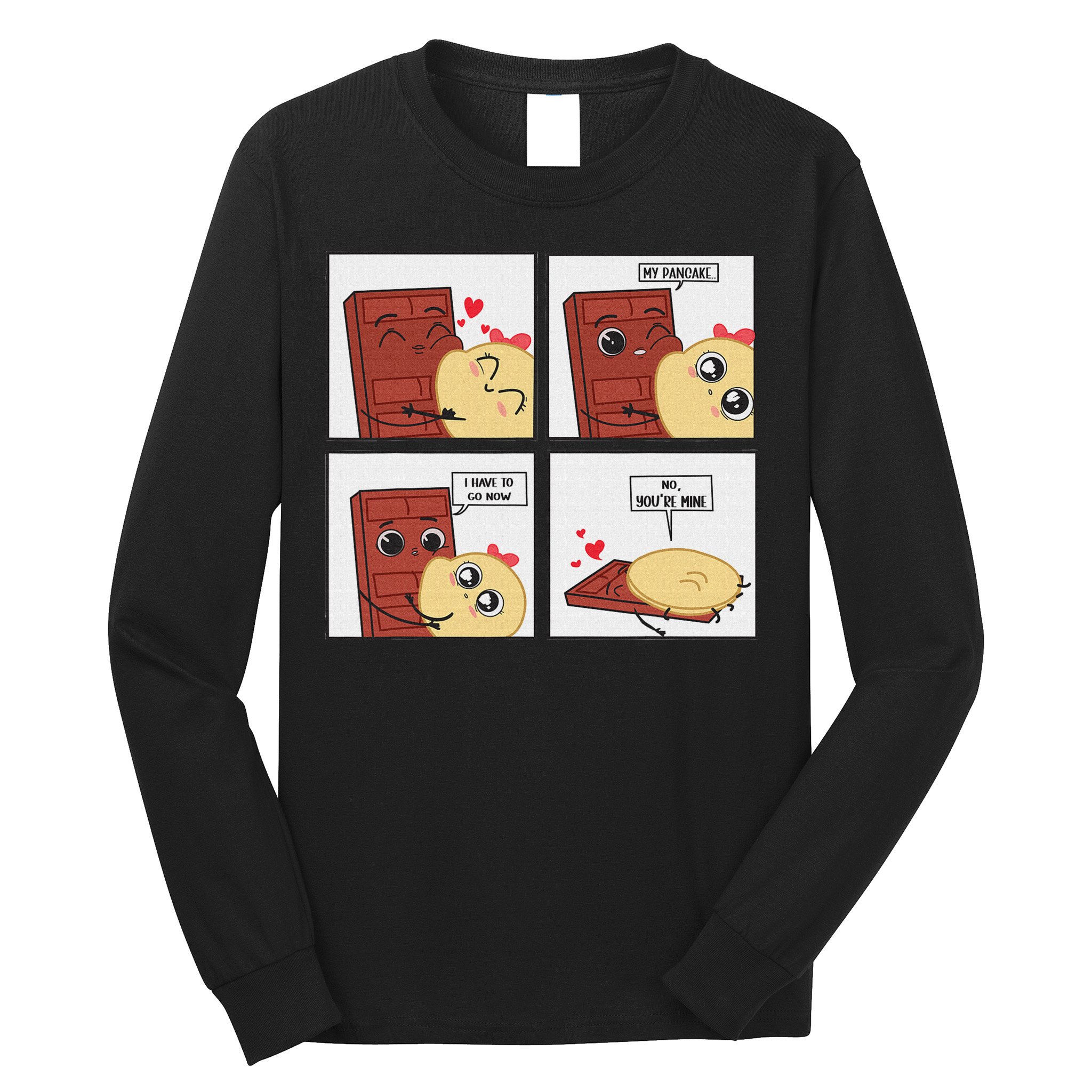 Funny Cute Couple Journey Choco And Pancake Romantic Lover Long Sleeve Shirt