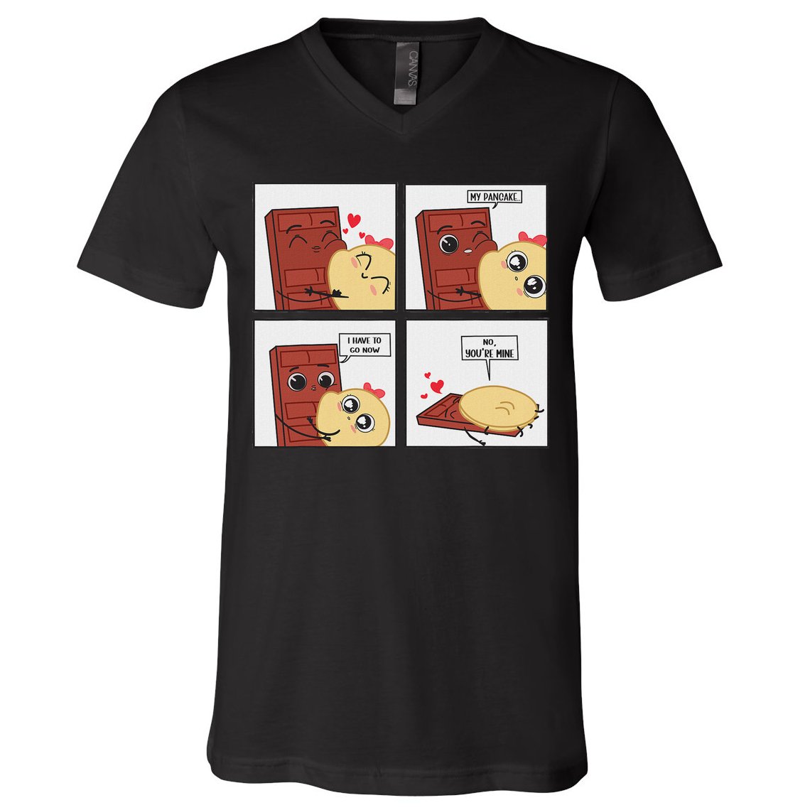 Funny Cute Couple Journey Choco And Pancake Romantic Lover V-Neck T-Shirt