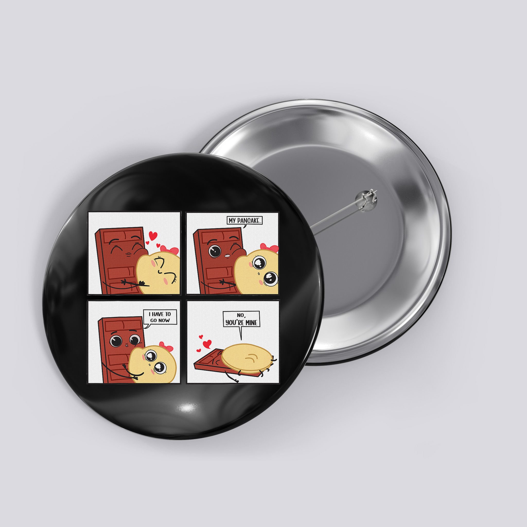 Funny Cute Couple Journey Choco And Pancake Romantic Lover Button