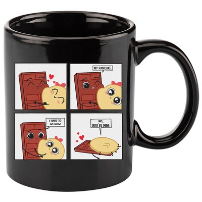 Funny Cute Couple Journey Choco And Pancake Romantic Lover 11oz C Handle Ceramic Mug