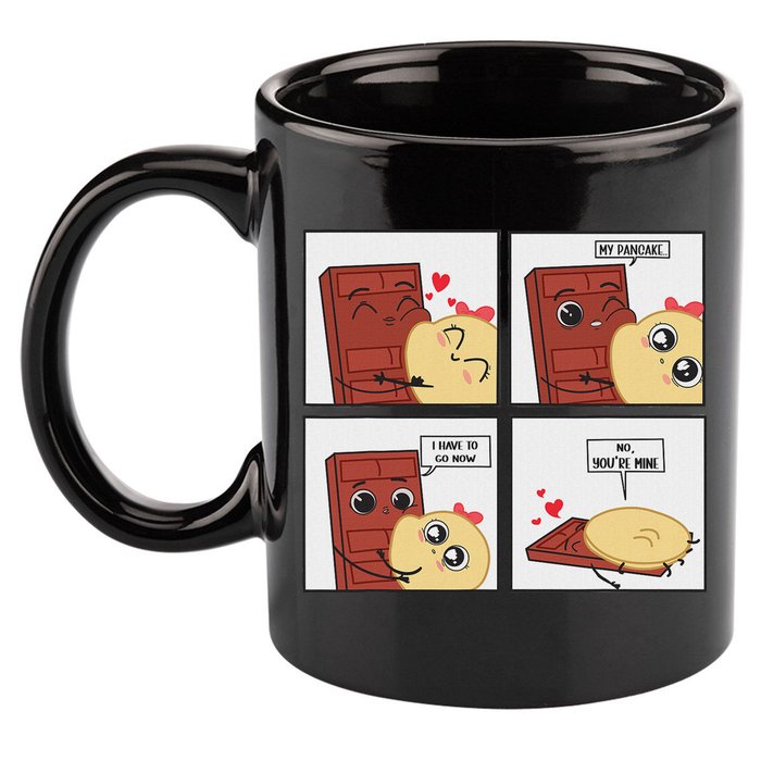 Funny Cute Couple Journey Choco And Pancake Romantic Lover 11oz C Handle Ceramic Mug