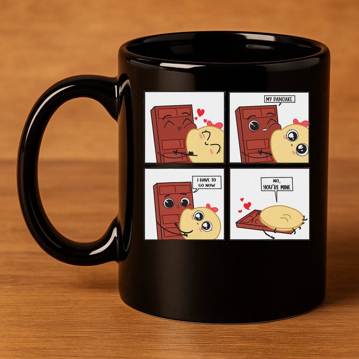 Funny Cute Couple Journey Choco And Pancake Romantic Lover 11oz C Handle Ceramic Mug