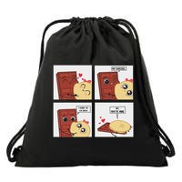 Funny Cute Couple Journey Choco And Pancake Romantic Lover Drawstring Bag