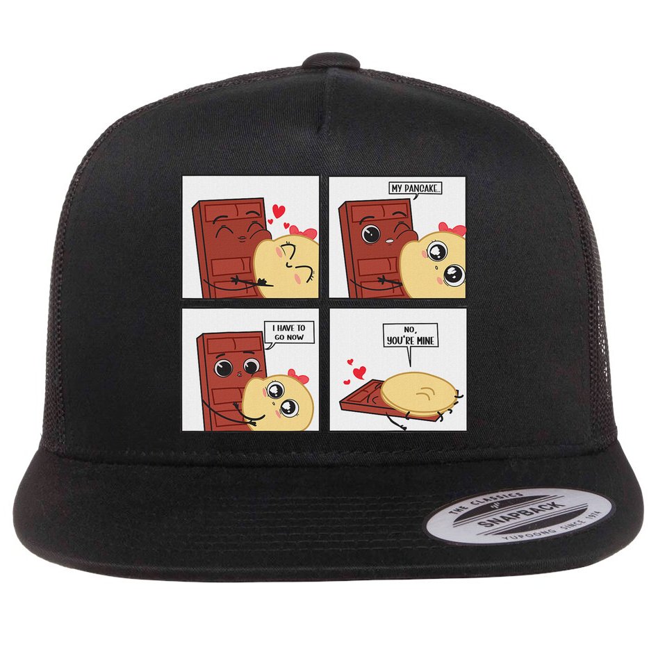 Funny Cute Couple Journey Choco And Pancake Romantic Lover Flat Bill Trucker Hat