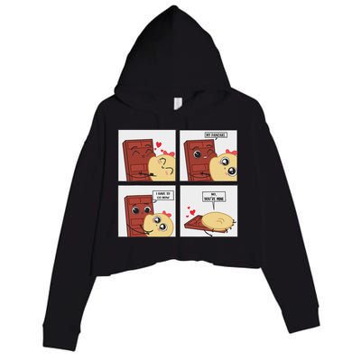 Funny Cute Couple Journey Choco And Pancake Romantic Lover Crop Fleece Hoodie