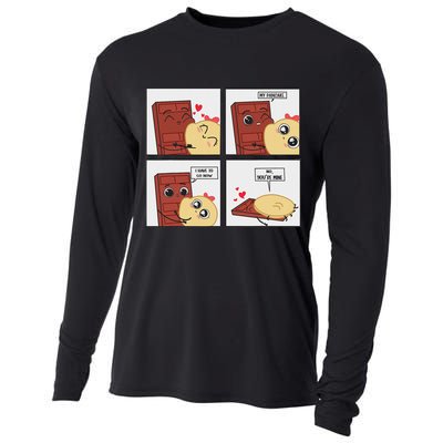 Funny Cute Couple Journey Choco And Pancake Romantic Lover Cooling Performance Long Sleeve Crew