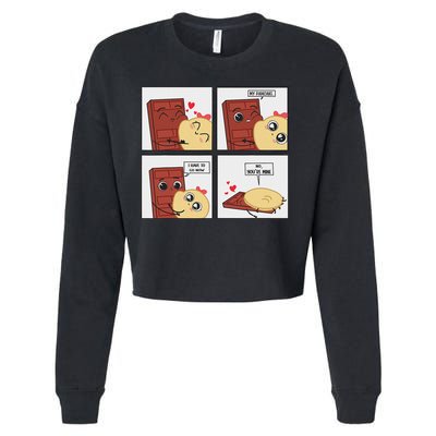 Funny Cute Couple Journey Choco And Pancake Romantic Lover Cropped Pullover Crew