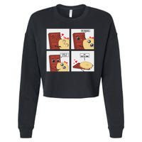 Funny Cute Couple Journey Choco And Pancake Romantic Lover Cropped Pullover Crew