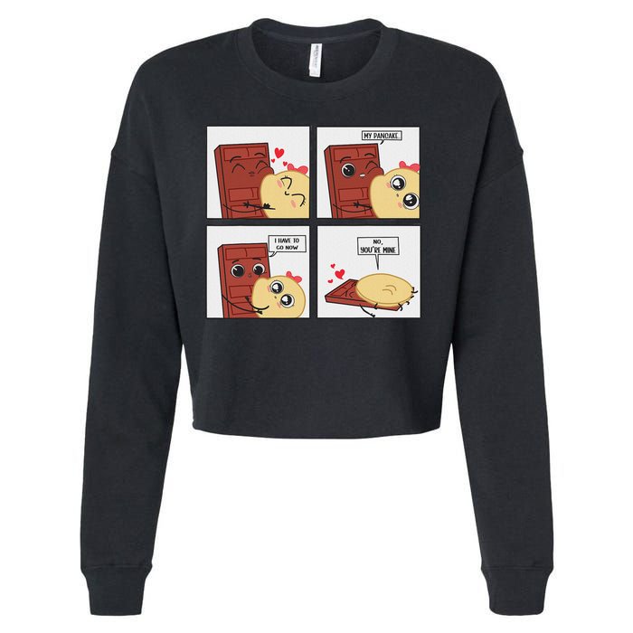 Funny Cute Couple Journey Choco And Pancake Romantic Lover Cropped Pullover Crew