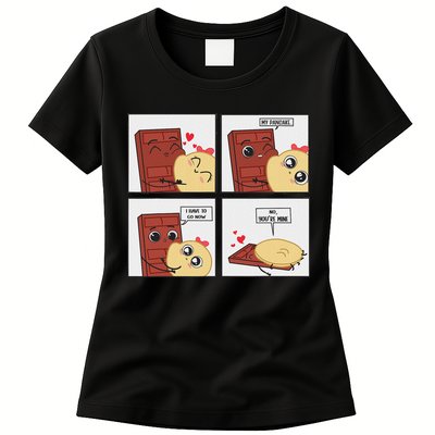 Funny Cute Couple Journey Choco And Pancake Romantic Lover Womens T-Shirt