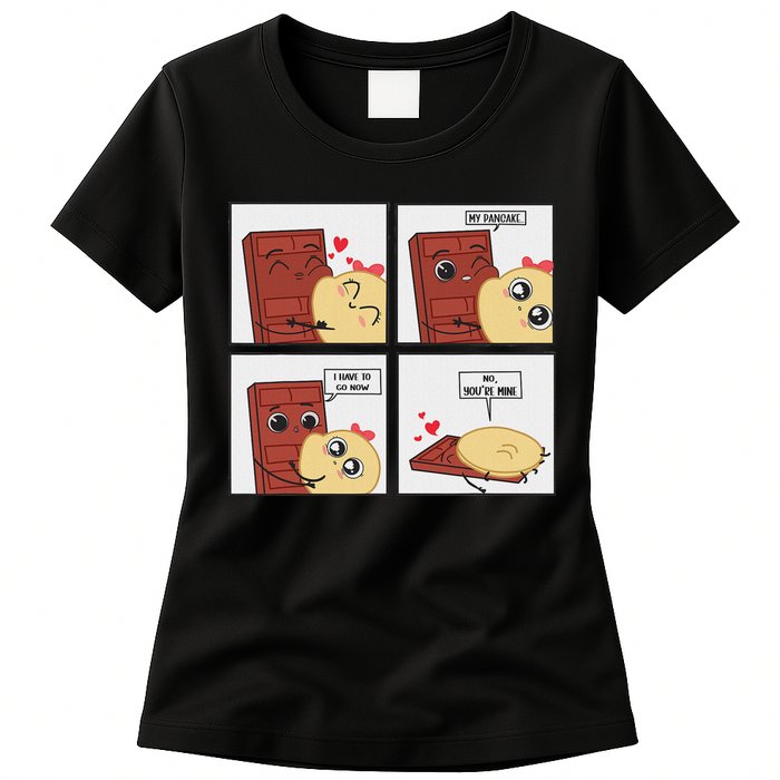 Funny Cute Couple Journey Choco And Pancake Romantic Lover Womens T-Shirt