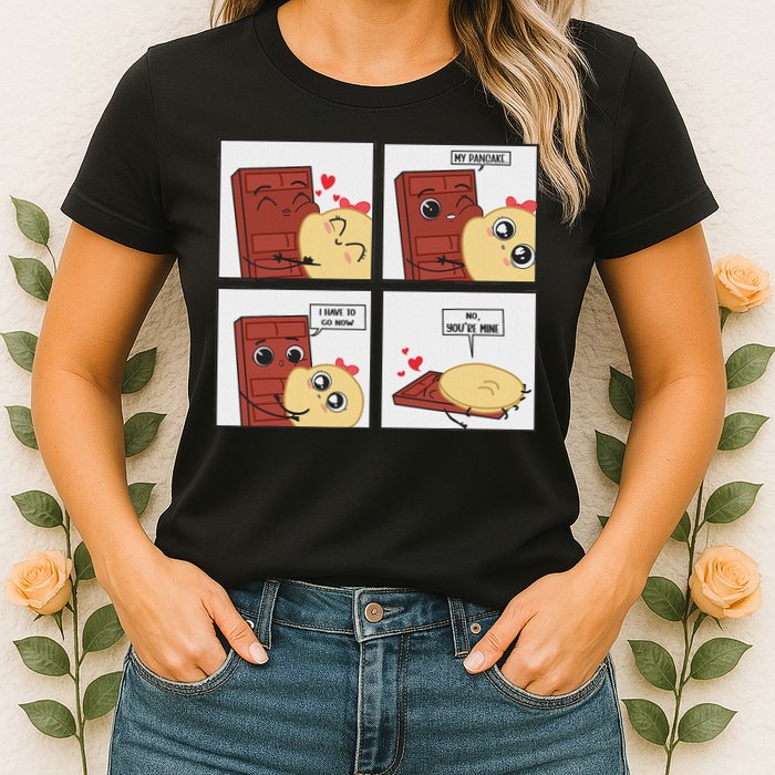 Funny Cute Couple Journey Choco And Pancake Romantic Lover Womens T-Shirt