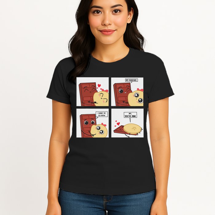 Funny Cute Couple Journey Choco And Pancake Romantic Lover Womens T-Shirt