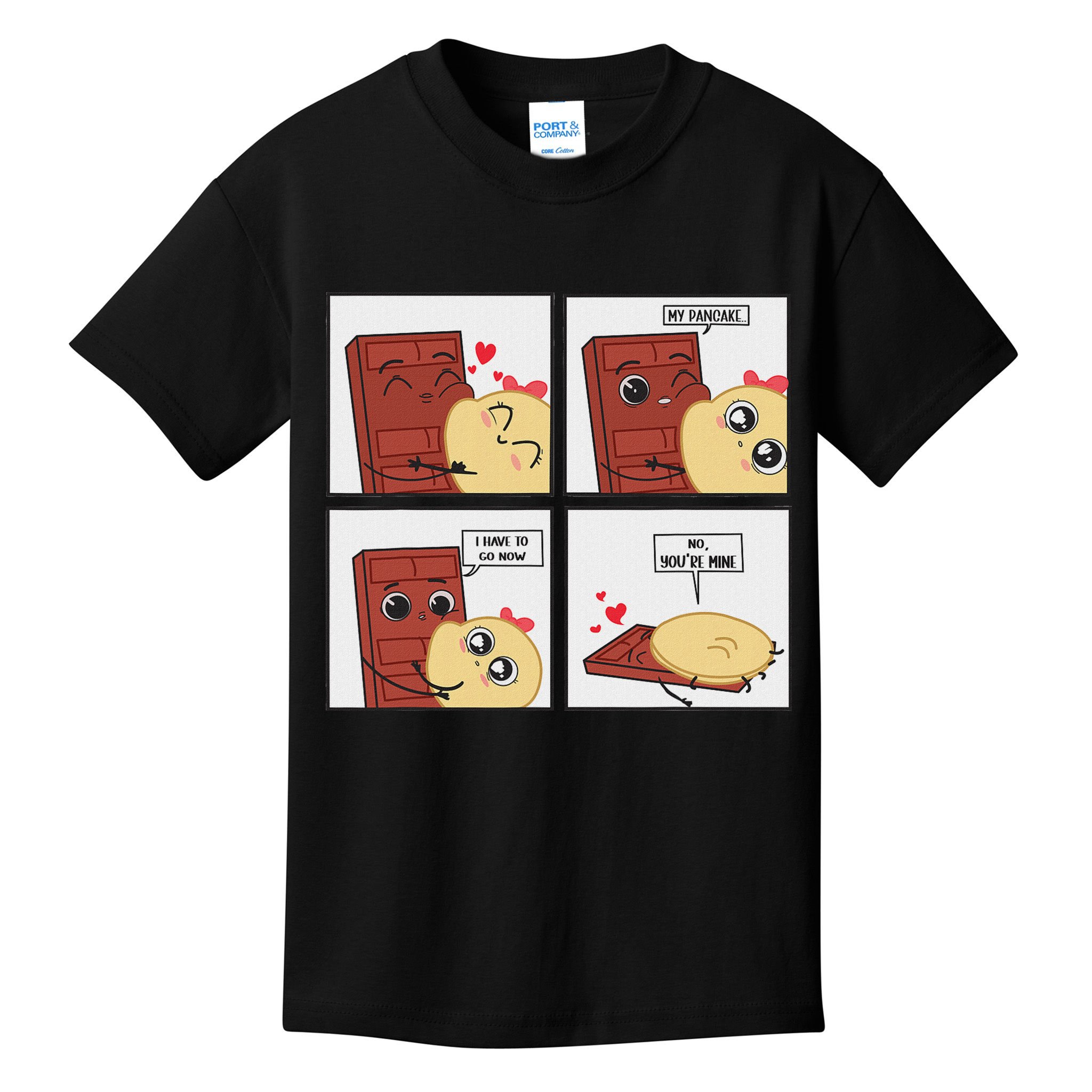 Funny Cute Couple Journey Choco And Pancake Romantic Lover Kids T-Shirt