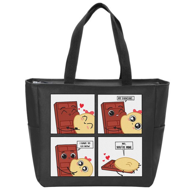 Funny Cute Couple Journey Choco And Pancake Romantic Lover Zip Tote Bag