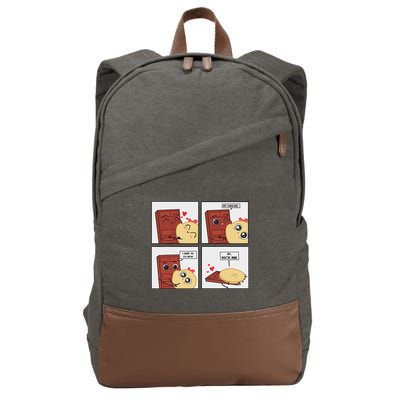Funny Cute Couple Journey Choco And Pancake Romantic Lover Cotton Canvas Backpack