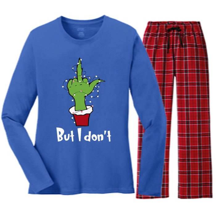 Funny Couple Christmas But I Don't Matching Couples Xmas Women's Long Sleeve Flannel Pajama Set 