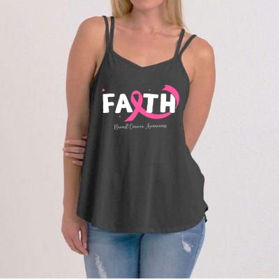 Faith Christian Cross Flower Breast Cancer Awareness Women's Strappy Tank