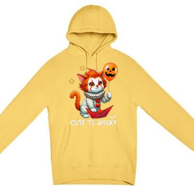 Funny Clown Cute To Spooky Cat Halloween Premium Pullover Hoodie