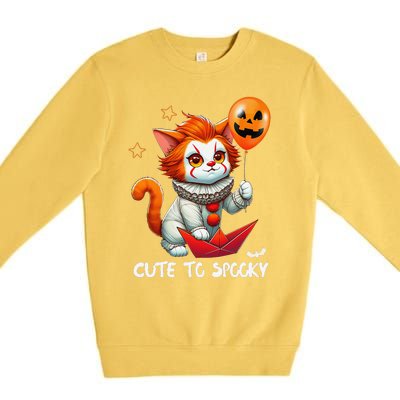 Funny Clown Cute To Spooky Cat Halloween Premium Crewneck Sweatshirt