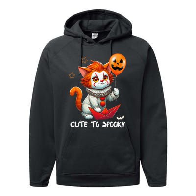 Funny Clown Cute To Spooky Cat Halloween Performance Fleece Hoodie