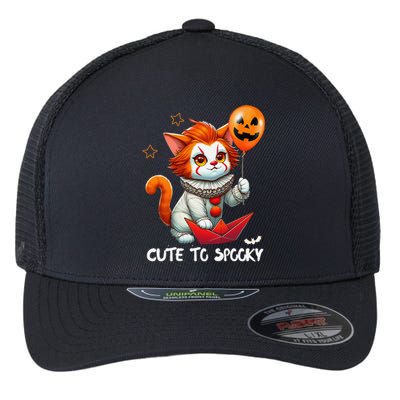 Funny Clown Cute To Spooky Cat Halloween Flexfit Unipanel Trucker Cap