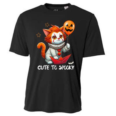 Funny Clown Cute To Spooky Cat Halloween Cooling Performance Crew T-Shirt