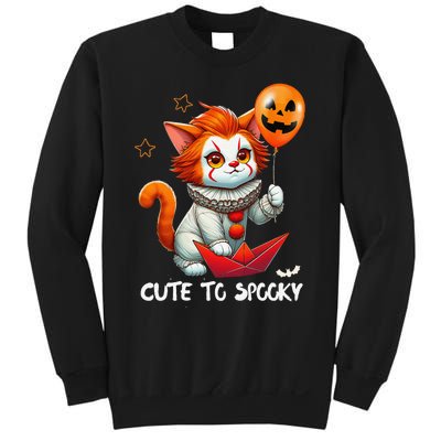 Funny Clown Cute To Spooky Cat Halloween Sweatshirt