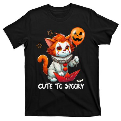 Funny Clown Cute To Spooky Cat Halloween T-Shirt