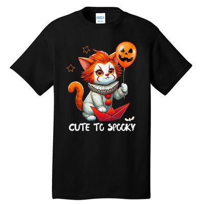 Funny Clown Cute To Spooky Cat Halloween Tall T-Shirt