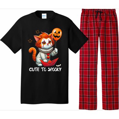 Funny Clown Cute To Spooky Cat Halloween Pajama Set