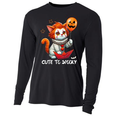 Funny Clown Cute To Spooky Cat Halloween Cooling Performance Long Sleeve Crew