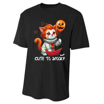 Funny Clown Cute To Spooky Cat Halloween Performance Sprint T-Shirt