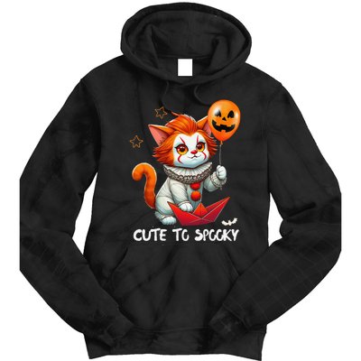 Funny Clown Cute To Spooky Cat Halloween Tie Dye Hoodie