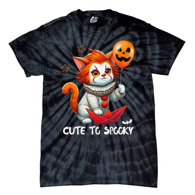 Funny Clown Cute To Spooky Cat Halloween Tie-Dye T-Shirt