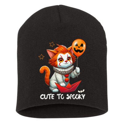 Funny Clown Cute To Spooky Cat Halloween Short Acrylic Beanie