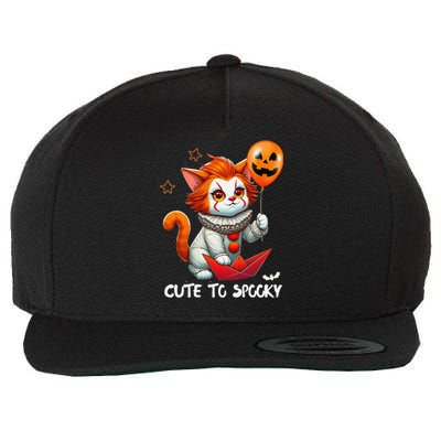 Funny Clown Cute To Spooky Cat Halloween Wool Snapback Cap