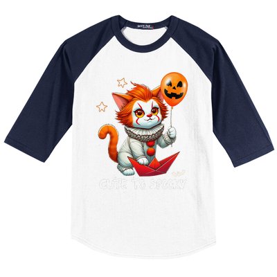 Funny Clown Cute To Spooky Cat Halloween Baseball Sleeve Shirt