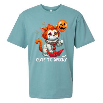 Funny Clown Cute To Spooky Cat Halloween Sueded Cloud Jersey T-Shirt