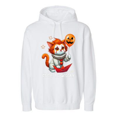 Funny Clown Cute To Spooky Cat Halloween Garment-Dyed Fleece Hoodie