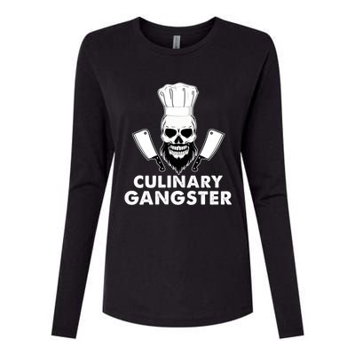 Funny Chefs Culinary Gangster Bearded Skull Cooking Gift Womens Cotton Relaxed Long Sleeve T-Shirt