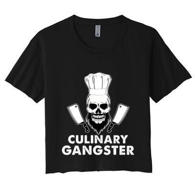 Funny Chefs Culinary Gangster Bearded Skull Cooking Gift Crop Top