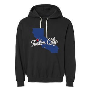 Foster City California CA Map Garment-Dyed Fleece Hoodie