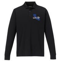 Foster City California CA Map Performance Long Sleeve Polo