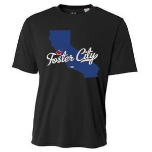 Foster City California CA Map Cooling Performance Crew T-Shirt