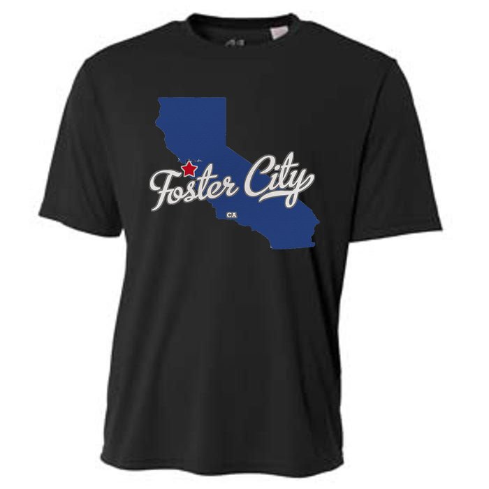 Foster City California CA Map Cooling Performance Crew T-Shirt