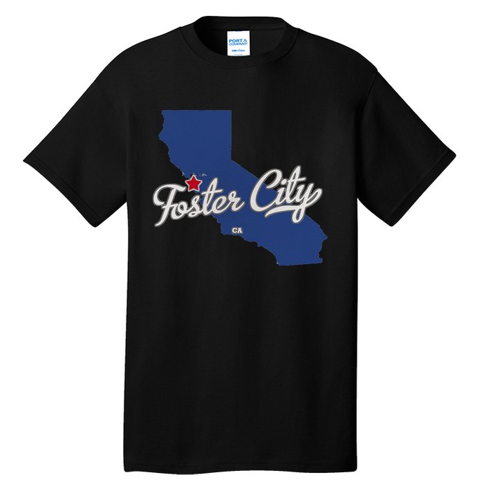 Foster City California CA Map Tall T-Shirt