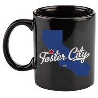 Foster City California CA Map 11oz C Handle Ceramic Mug