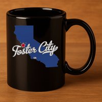 Foster City California CA Map 11oz C Handle Ceramic Mug