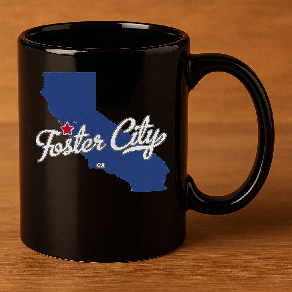Foster City California CA Map 11oz C Handle Ceramic Mug